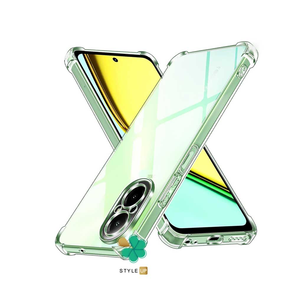 Shockproof Airbag Clear Transparent Cover With Camera Lens Protector For Realme C67 قیمت کاور گوشی ایربگ دار مدل محافظ لنز دار ویژه Realme C67 - ضد خط و خش