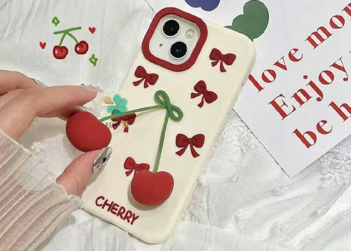 خرید قاب سیلیکونی Cherry Ribbon ویژه آیفون - عدم لغزش از دست