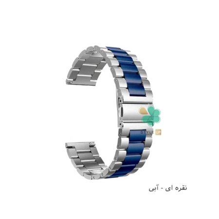 عکس بند ساعت سامسونگ Galaxy Watch 46mm مدل استیل دو رنگ نقره ای آبی
