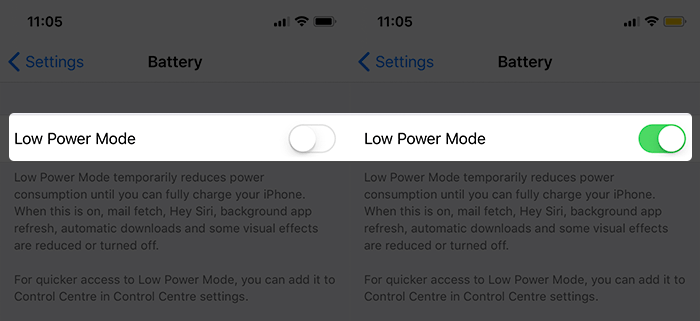 Low Power Mode در آیفون