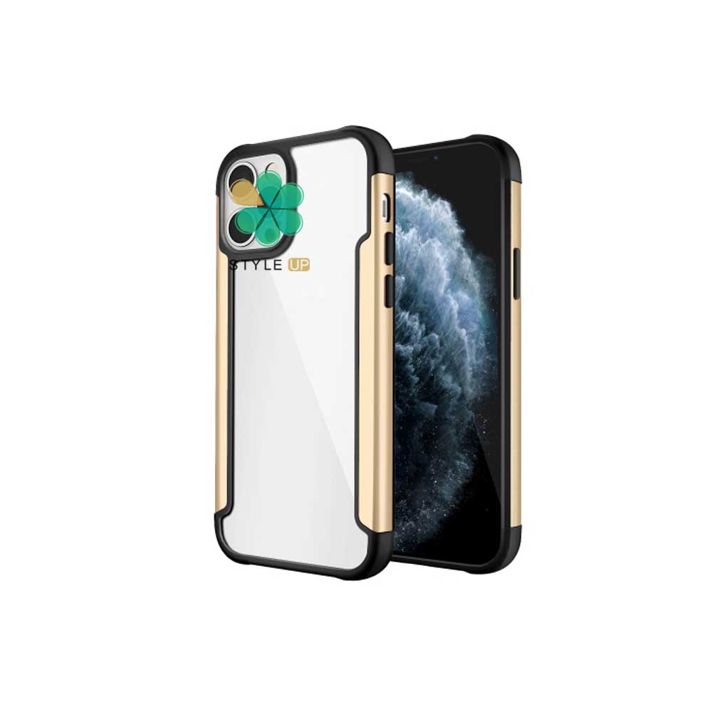 خرید قاب HUANMIN گوشی ایفون Apple iPhone 12 Pro مدل شفاف دور فلزی