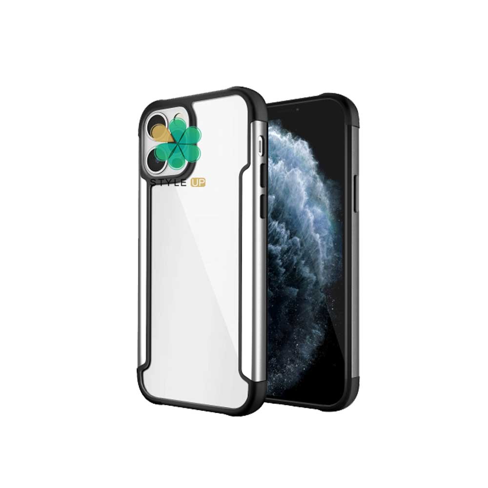 خرید قاب HUANMIN گوشی ایفون iPhone 12 Pro Max مدل شفاف دور فلزی