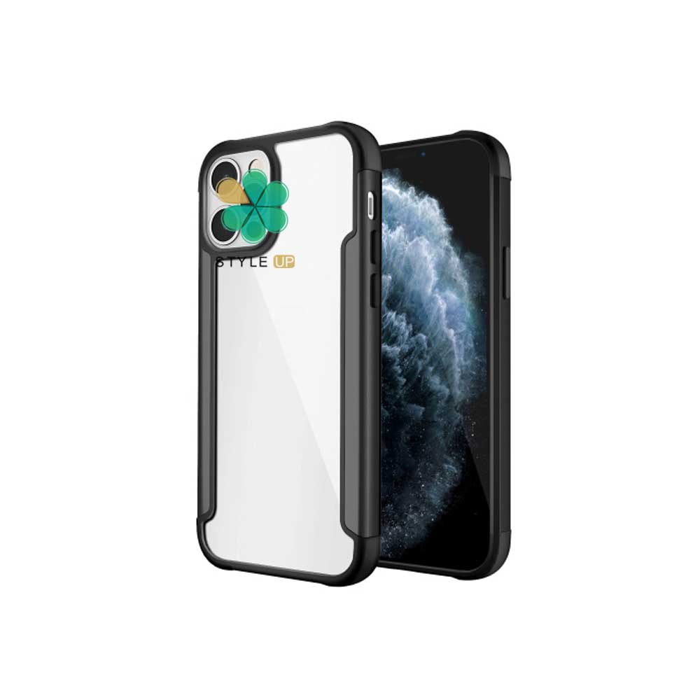 خرید قاب HUANMIN گوشی ایفون iPhone 12 Pro Max مدل شفاف دور فلزی
