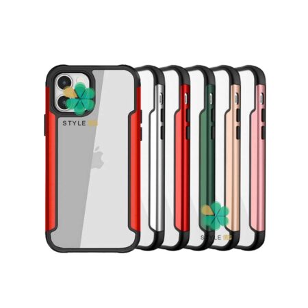 خرید قاب HUANMIN گوشی ایفون iPhone 12 Pro Max مدل شفاف دور فلزی