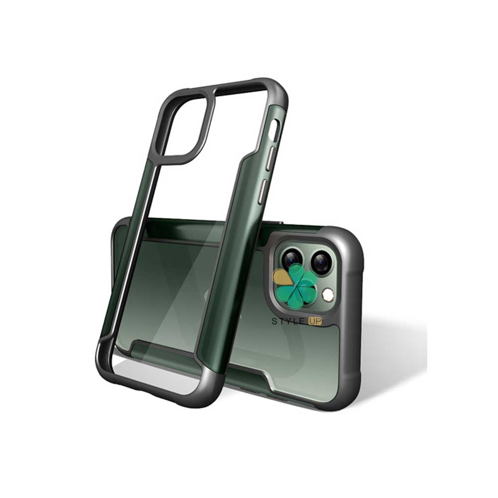 خرید قاب HUANMIN گوشی ایفون Apple iPhone 12 Pro مدل شفاف دور فلزی