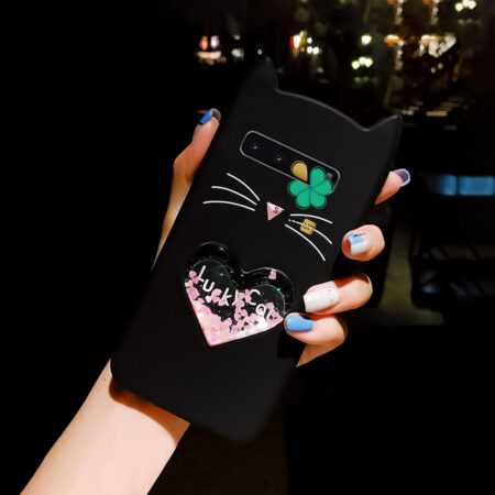 عکس کاور آکواریومی گوشی سامسونگ Galaxy S10 طرح Lucky Cat