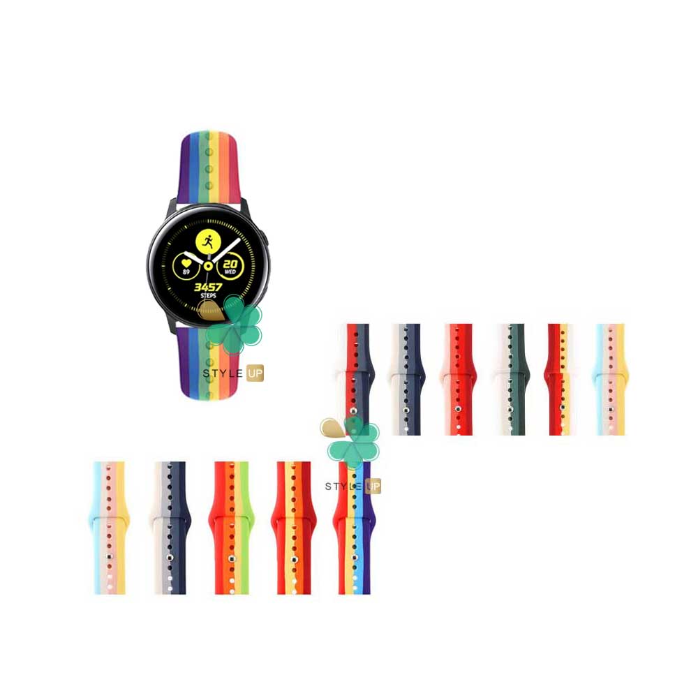 قیمت بند سیلیکونی ساعت سامسونگ Galaxy Watch Active مدل رنگین کمان