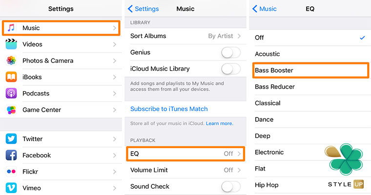 تنظیمات اکولایزر در iOS (iPad، iPod Touch، iPhone)