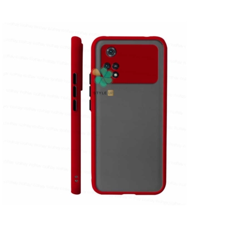 خرید قاب گوشی شیائومی Xiaomi Poco X4 Pro 5G مدل پشت مات محافظ لنزدار رنگ قرمز