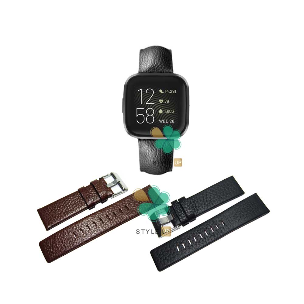 LITCHI-Grain-Leather-Strap-for-Fitbit-Versa قیمت بند چرمی ساعت فیت بیت ورسا Fitbit Versa طرح LITCHI
