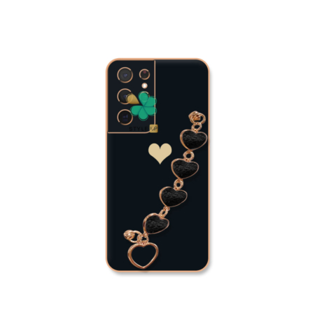 خرید قاب الکتروپلیتینگ گوشی سامسونگ Galaxy S21 Ultra طرح قلب رنگ مشکی