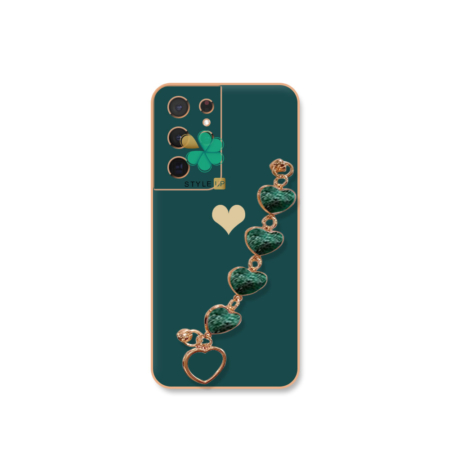 خرید قاب الکتروپلیتینگ گوشی سامسونگ Galaxy S21 Ultra طرح قلب رنگ سبز