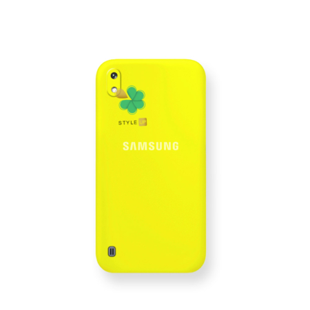 خرید قاب گوشی سامسونگ Galaxy A10 مدل سیلیکونی محافظ لنز دار رنگ زرد
