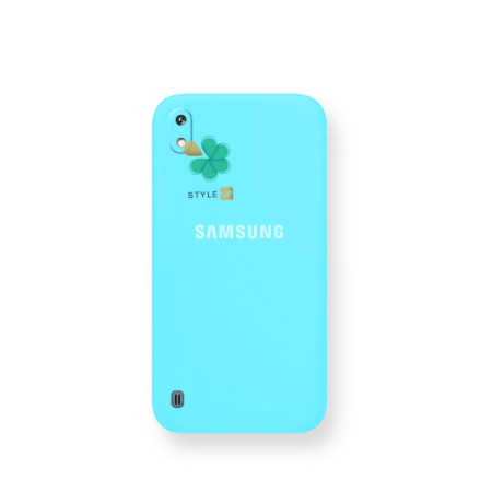 خرید قاب گوشی سامسونگ Galaxy A10 مدل سیلیکونی محافظ لنز دار رنگ سبز آبی