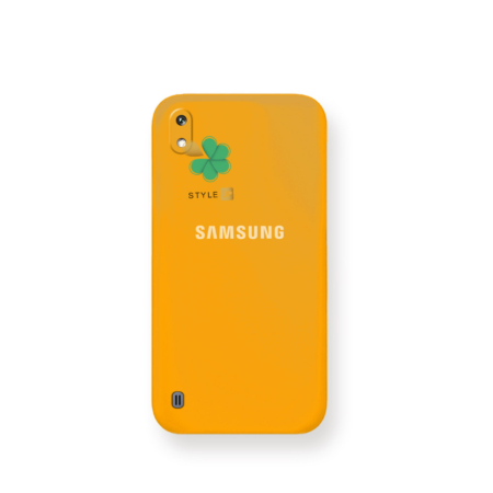 خرید قاب گوشی سامسونگ Galaxy A10 مدل سیلیکونی محافظ لنز دار رنگ نارنجی