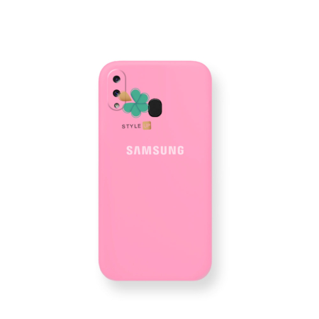 خرید قاب گوشی سامسونگ Galaxy A20 مدل سیلیکونی محافظ لنز دار رنگ صورتی روشن