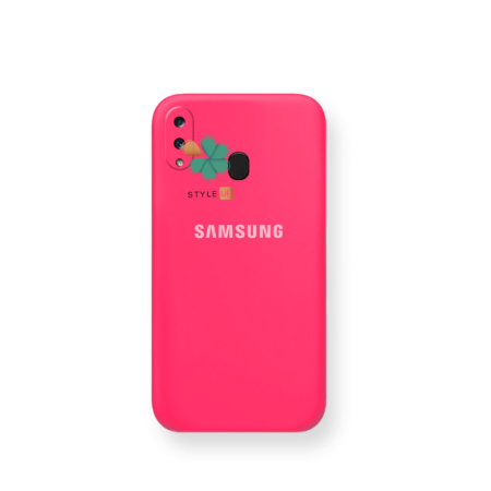 خرید قاب گوشی سامسونگ Galaxy A20 مدل سیلیکونی محافظ لنز دار رنگ صورتی