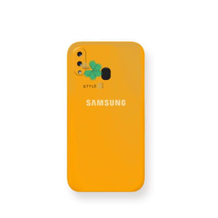 خرید قاب گوشی سامسونگ Galaxy A20 مدل سیلیکونی محافظ لنز دار رنگ نارنجی