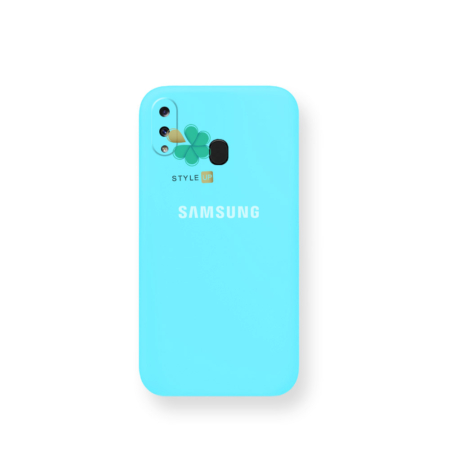 خرید قاب گوشی سامسونگ Galaxy A20 مدل سیلیکونی محافظ لنز دار رنگ سبز آبی