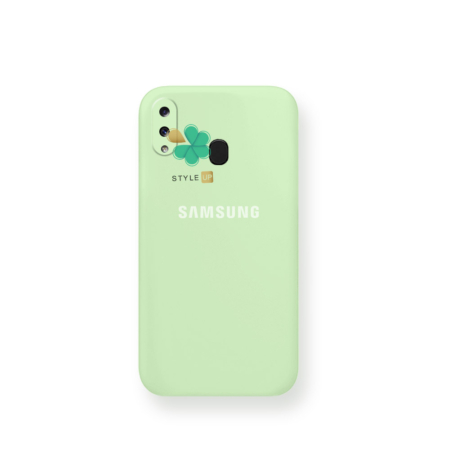 خرید قاب گوشی سامسونگ Galaxy A30 مدل سیلیکونی محافظ لنز دار رنگ سبز پاستیلی