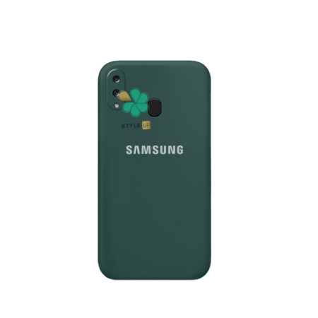 خرید قاب گوشی سامسونگ Galaxy A30 مدل سیلیکونی محافظ لنز دار رنگ سبز تیره
