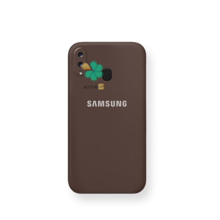 خرید قاب گوشی سامسونگ Galaxy A30 مدل سیلیکونی محافظ لنز دار رنگ قهوه ای