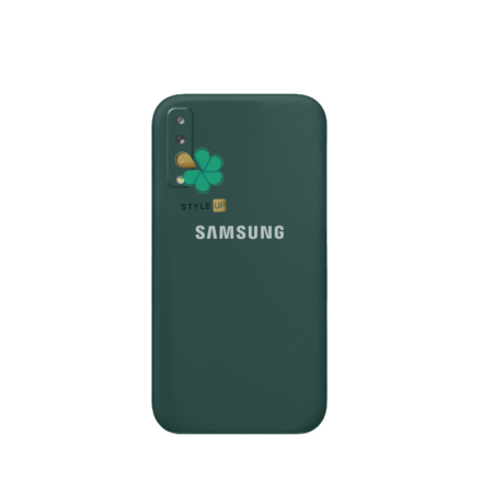 خرید قاب گوشی سامسونگ Galaxy A7 2018 مدل سیلیکونی محافظ لنز دار رنگ سبز تیره