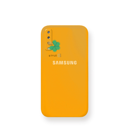 خرید قاب گوشی سامسونگ Galaxy A7 2018 مدل سیلیکونی محافظ لنز دار رنگ نارنجی