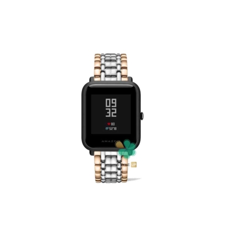 خرید بند استیل ساعت شیائومی Xiaomi Amazfit Bip S طرح Presence رنگ رزگلد نقره ای