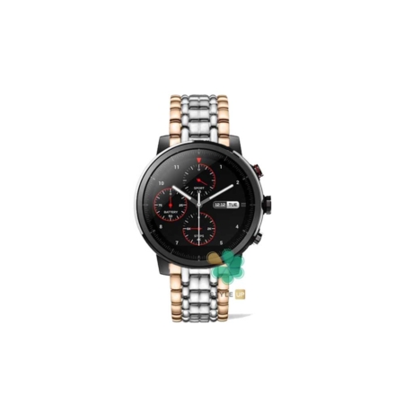 خرید بند استیل ساعت شیائومی Xiaomi Amazfit Stratos 3 طرح Presence رنگ رزگلد نقره ای