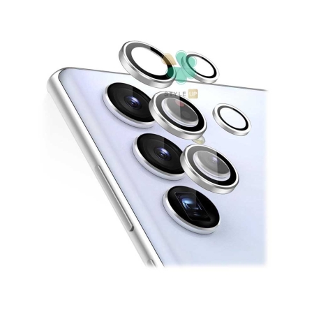 خرید گلس محافظ لنز گوشی سامسونگ Samsung S22 Ultra مدل دور فلزی رنگ نقره ای