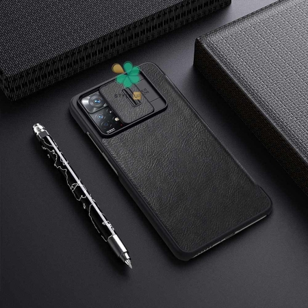 خرید کیف چرم نیلکین گوشی شیائومی Redmi Note 11 Pro مدل Qin Pro رنگ مشکی