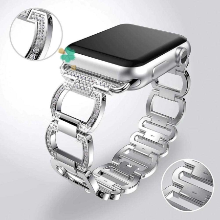 خرید بند زنانه اپل واچ Apple Watch 42/44mm مدل Diamond Versace رنگ نقره ای