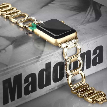 خرید بند زنانه اپل واچ Apple Watch 42/44mm مدل Diamond Versace رنگ طلایی