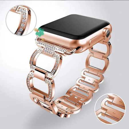 خرید بند زنانه اپل واچ Apple Watch 42/44mm مدل Diamond Versace رنگ رزگلد