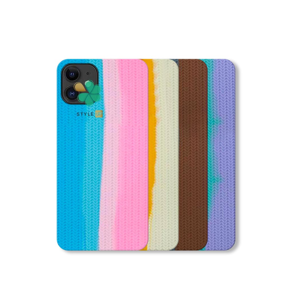 قیمت کاور سیلیکونی گوشی اپل iPhone 12 طرح بافت رنگین کمانی