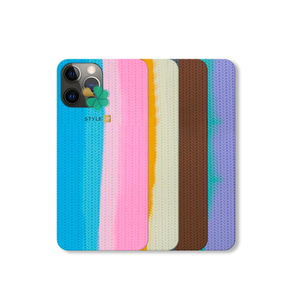 قیمت کاور سیلیکونی گوشی اپل iPhone 12 Pro Max طرح بافت رنگین کمانی