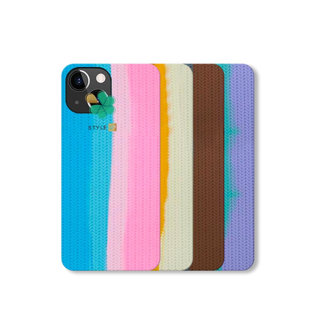 قیمت کاور سیلیکونی گوشی اپل iPhone 13 طرح بافت رنگین کمانی