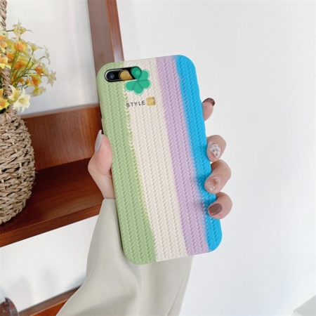 خرید کاور سیلیکونی گوشی اپل iPhone 7 Plus / 8 Plus طرح بافت رنگین کمانی