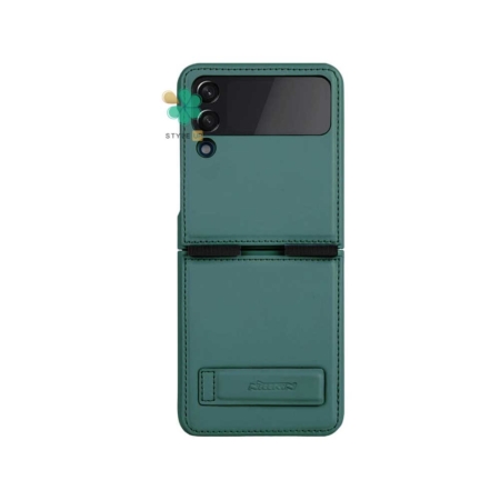 خرید کیف چرمی نیلکین گوشی سامسونگ Samsung Galaxy Z Flip 4 مدل Qin Vegan رنگ سبز ارتشی