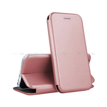 عکس کیف کلاسوری چرمی گوشی سامسونگ Samsung Galaxy S22 رنگ رزگلد