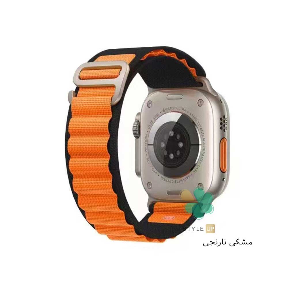 خرید بند ساعت اپل واچ Apple Watch 45/49 مدل Alpine Loop رنگ مشکی نارنجی