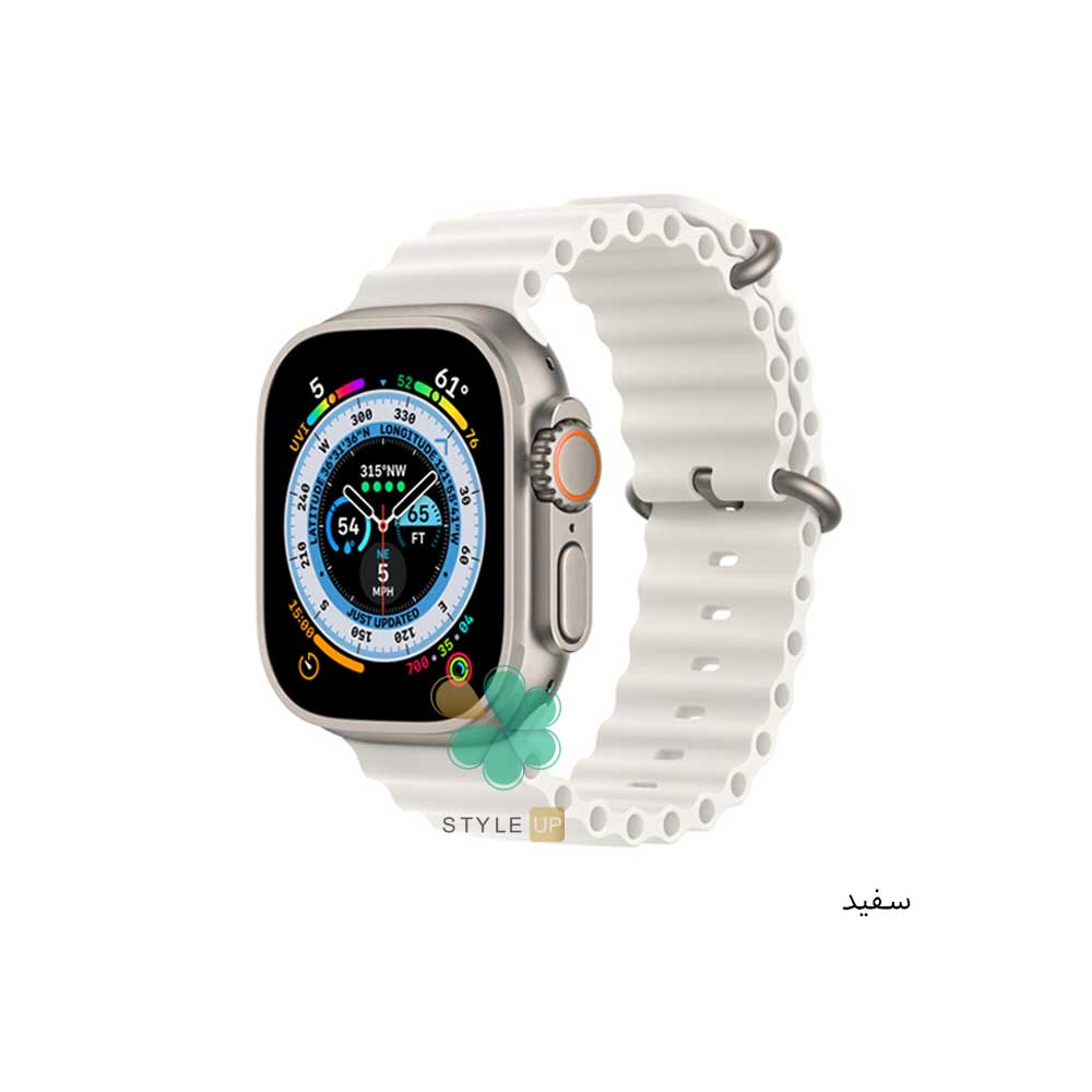 خرید بند ساعت هوشمند اپل واچ Apple Watch 45/49mm مدل Ocean Loop رنگ سفید