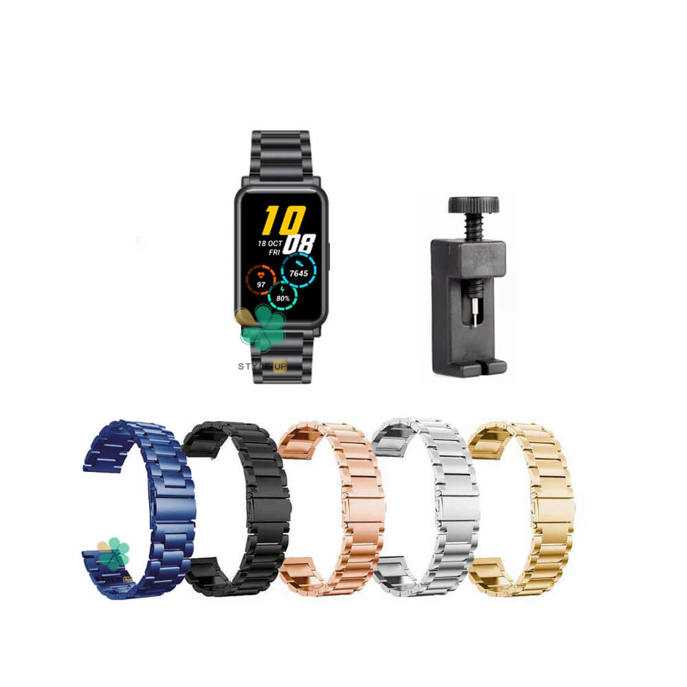مشخصات خرید بند ساعت هوشمند استیل ضد زنگ 3Pointers مناسب Honor Watch ES با رنگ بندی شیک و متنوع