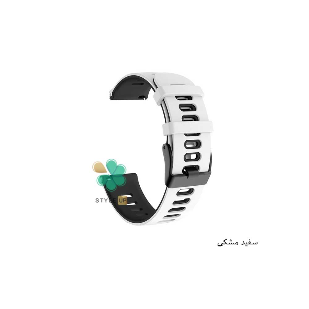 قیمت و خرید بند سیلیکونی Two-Tone مناسب ساعت Galaxy Watch Active رنگ سفید مشکی دارای قفل سگکی