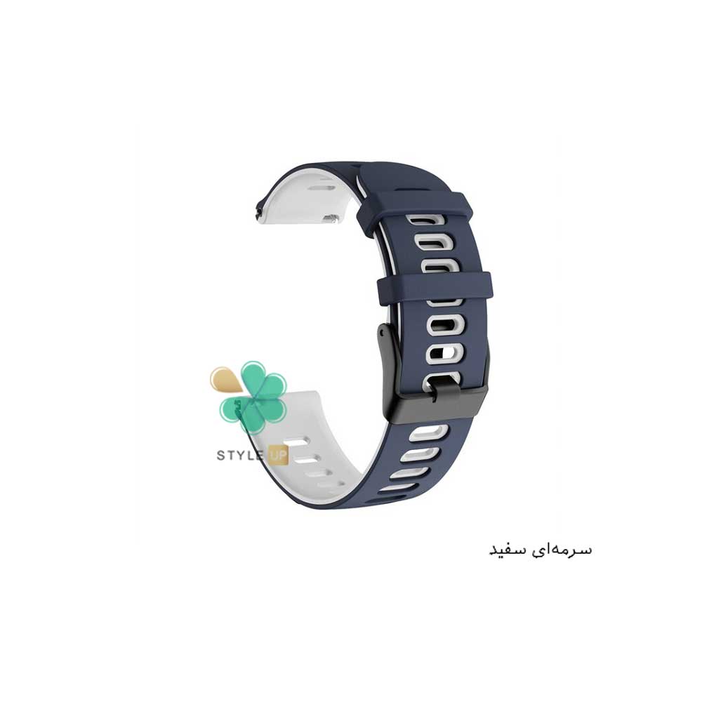 قیمت و خرید بند سیلیکونی Two-Tone مخصوص Samsung Galaxy Watch Active رنگ سرمه ای سفید پین دار و بادوام