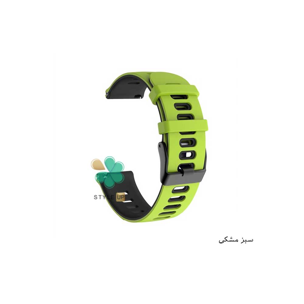 قیمت بند سیلیکونی Two-Tone مخصوص سامسونگ Galaxy Watch Active رنگ سبز مشکی قابلیت تنظیم طول بند