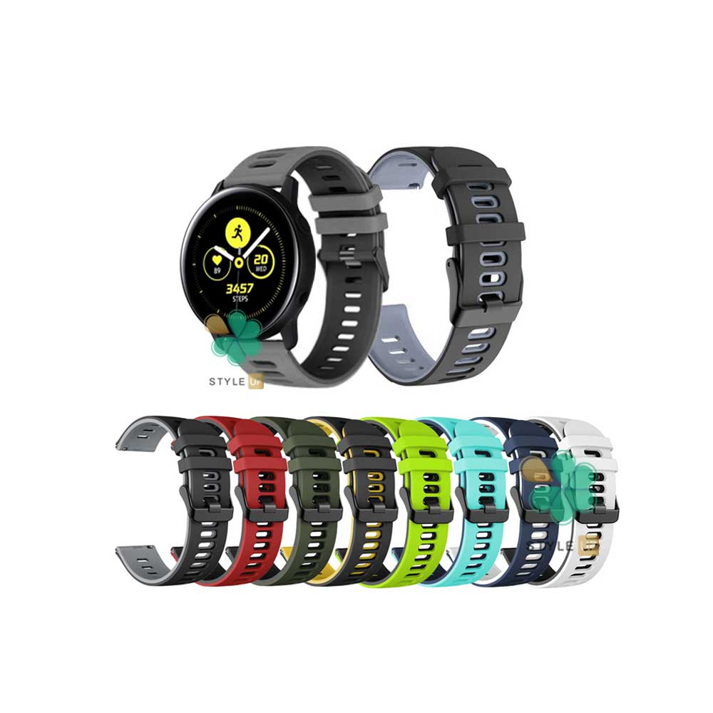 قیمت بند سیلیکونی Two-Tone مناسب Samsung Galaxy Watch Active نصب و جداسازی آسان 