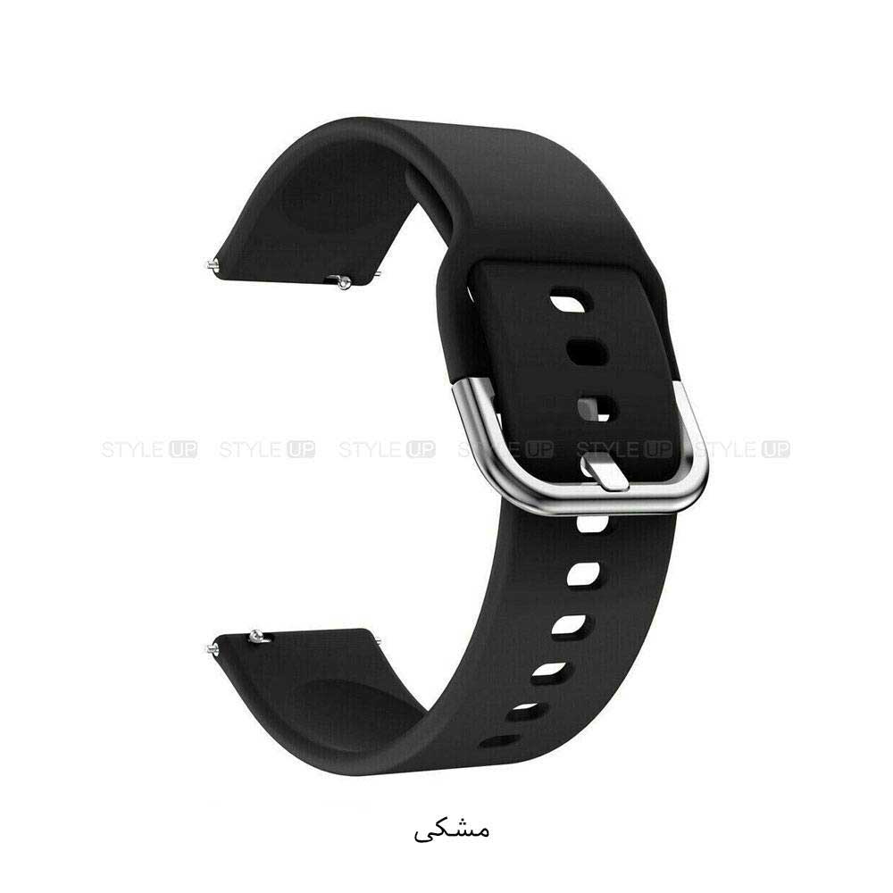 مشخصات و خرید بند ساعت سیلیکونی نرم مخصوص سامسونگ Galaxy Watch 6 Classic رنگ مشکی دارای قفل سگکی