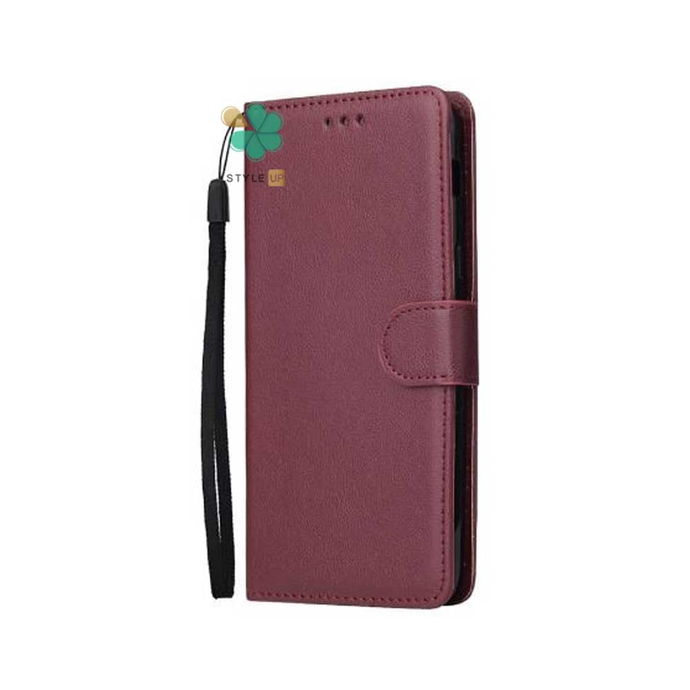 مشخصات و خرید کیف گوشی چرمی مدل ایمپریال قفل دار سازگار با M13 4G رنگ زرشکی با قابلیت استند شدن
